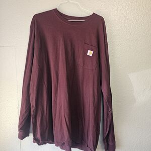 Carhartt K126 Basic Long Sleeve Pocket T Shirt Mens 2XLT Burgundy Gorpcore S580